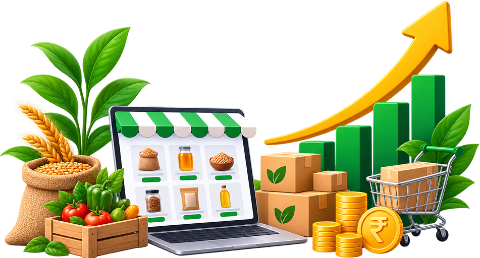 Agri business growth with online store, grains and produce